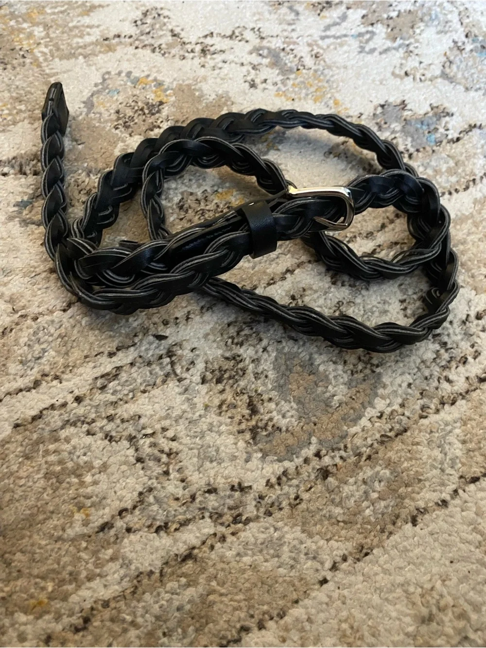 Slim Black Braided Leather Women’s Belt Classic Style